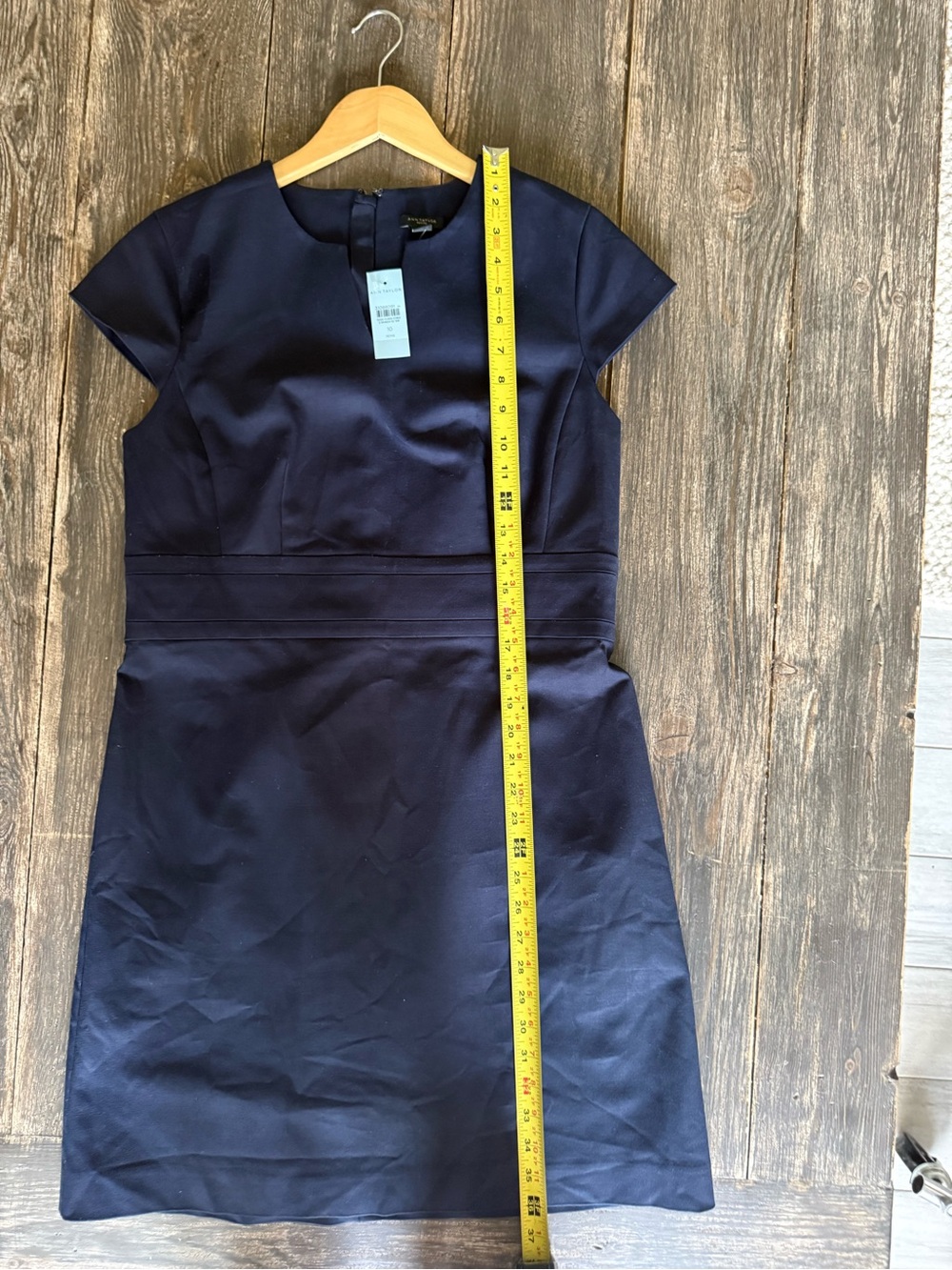 Ann Taylor Petite Navy Cap Sleeve Shift Dress 10P New With Tags - Picture 4 of 9